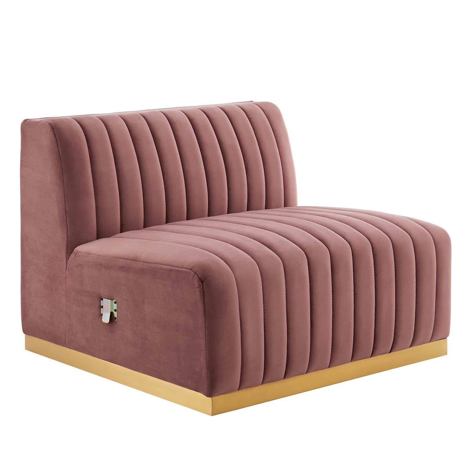 Modway Conjure Channel Tufted Performance Velvet Armless Chair - Gold/Dusty Rose